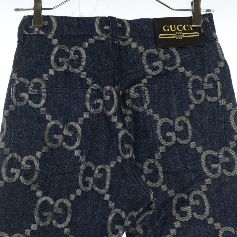 GUCCI(グッチ) ジャンボGG 総柄デニムパンツ レディース インディゴ