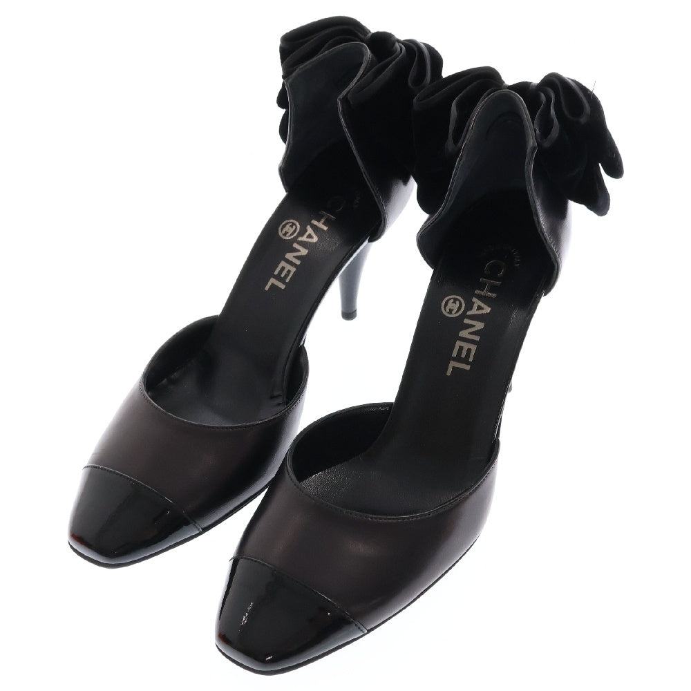 CHANEL(シャネル) パンプス シューズ リボン ブラック レザー×スエード