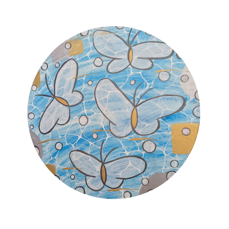 抽象的な蝶と顔のパステル画 抽象的な蝶と顔のパステル画 蝶と水面1