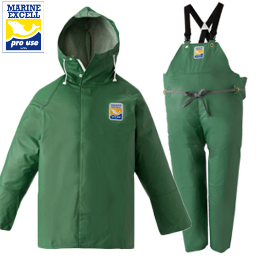 マリンエクセル グリーン パーカー上下セット ｜ 漁師カッパ専門店