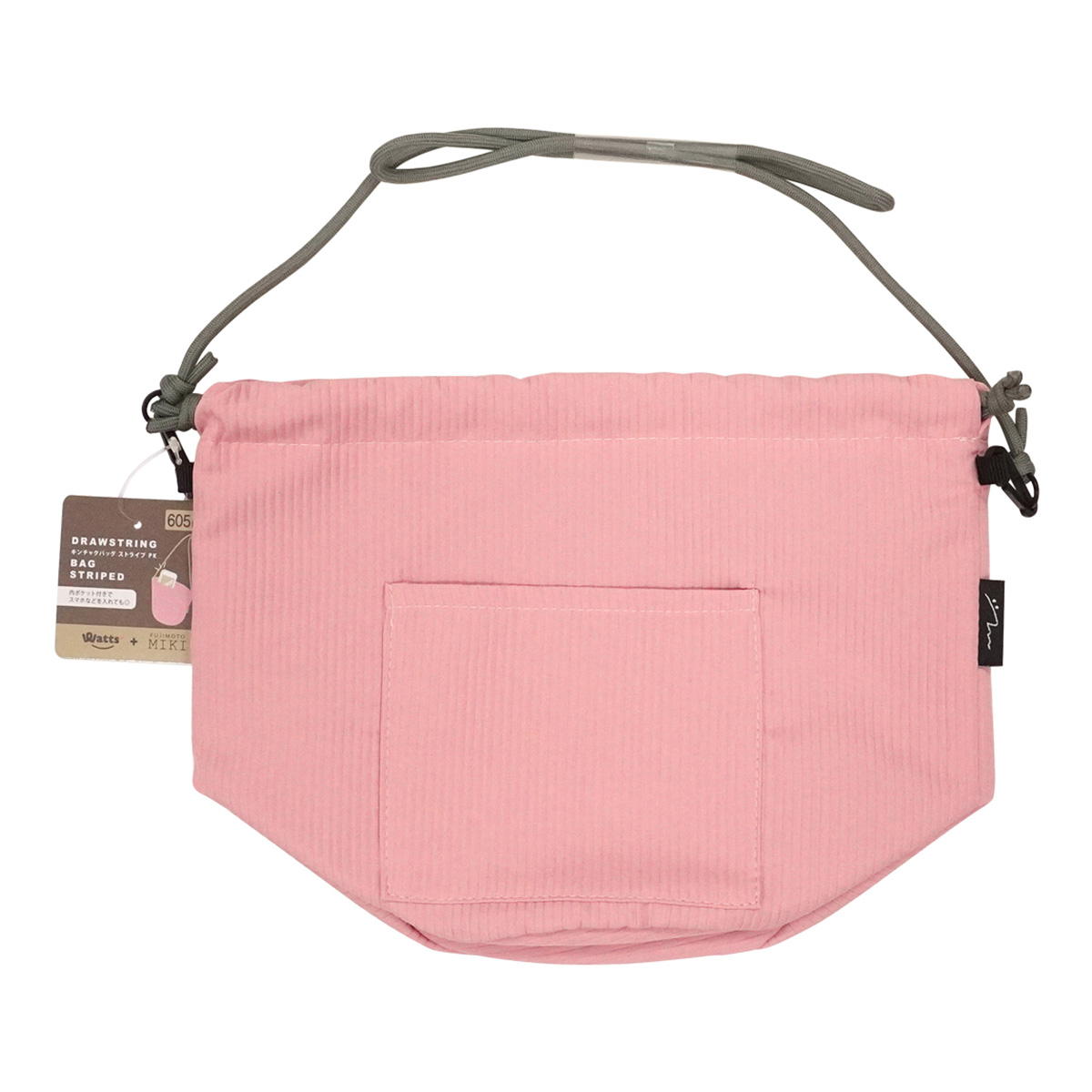 OUTLET】PB.藤本美貴コラボ 巾着バッグ ストライプ ピンク 064384