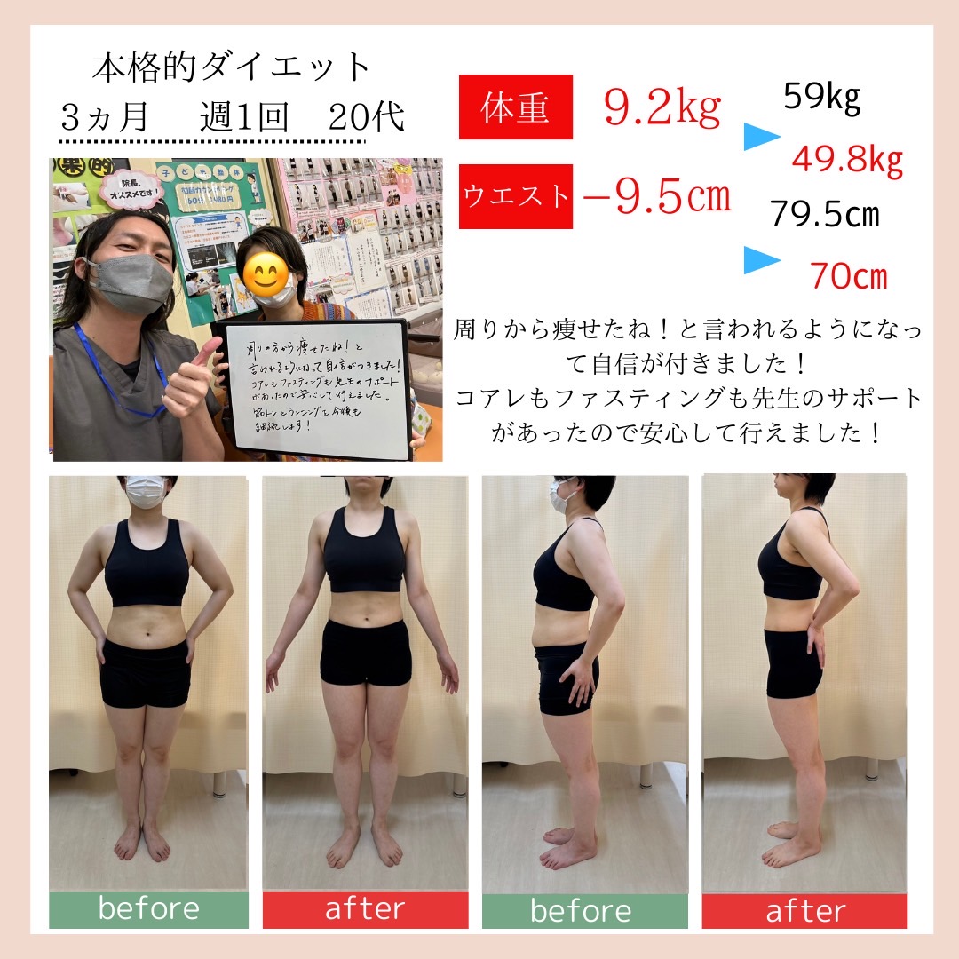 ダイエット3ヶ月 −9.2㎏達成！ | 栃木県小山市わたなべ整骨院