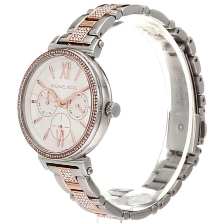 Michael Kors Sofie Chronograph White Dial Two Tone Steel Strap