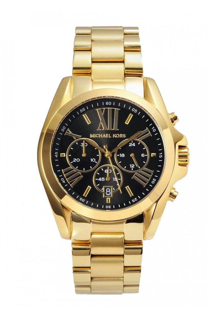 Michael Kors Bradshaw Black Dial Gold Steel Strap Watch for Women