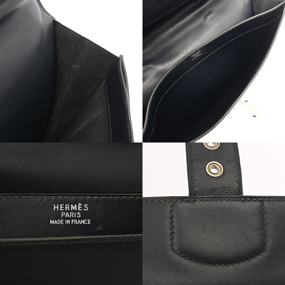 エルメス サックアデペッシュ 34 ブルーインディゴ ボックスカーフ