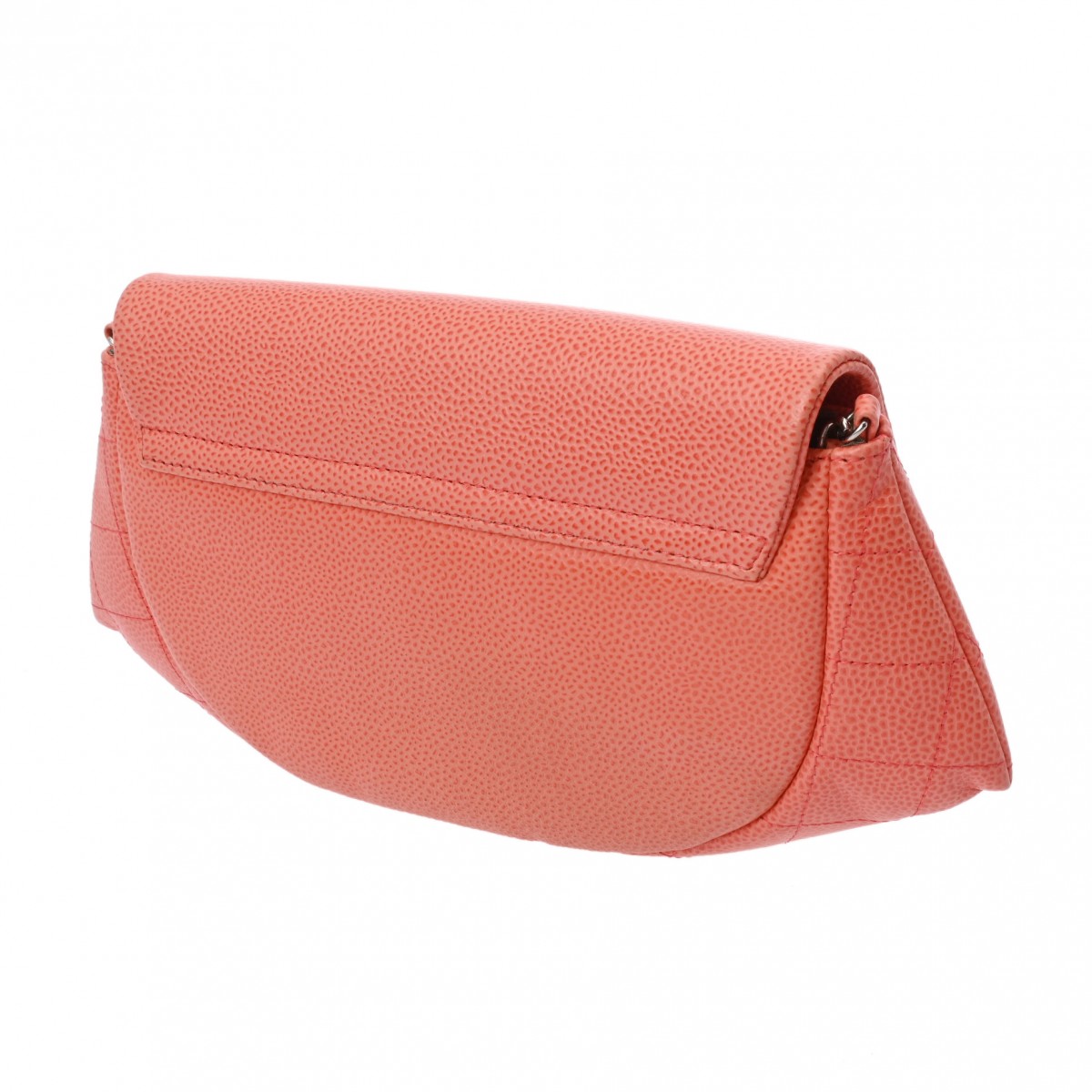 シャネル ハーフムーン チェーンウォレット オレンジ キャビアスキン