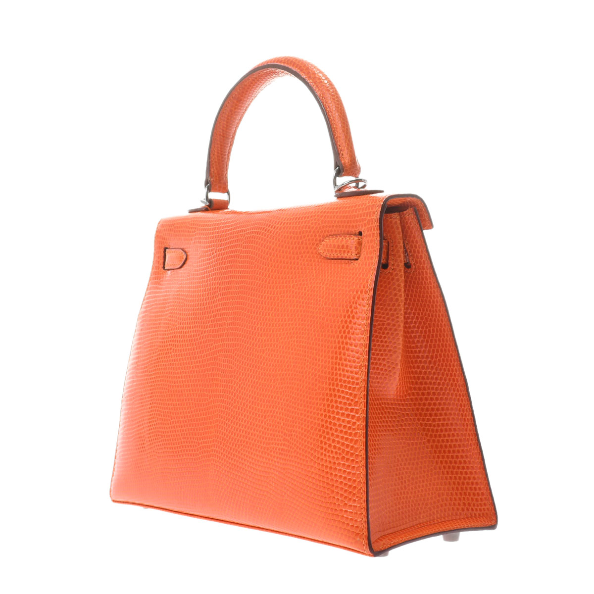 エルメス / HERMES ケリー 25 外縫い オレンジ/ルテニウム金具