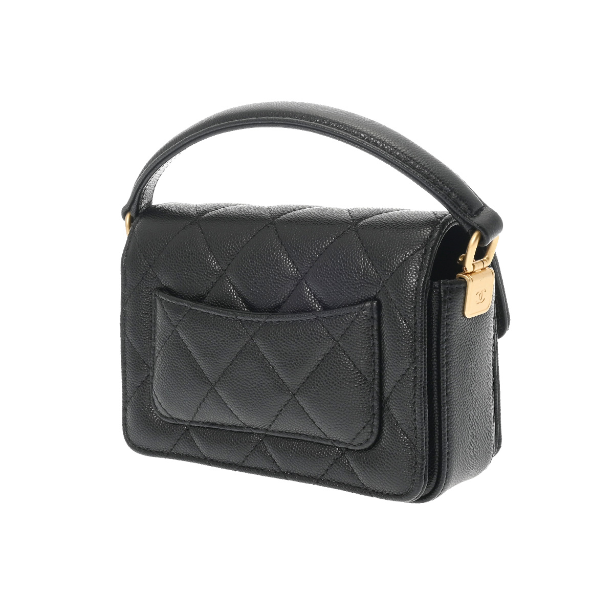 シャネル トップハンドル ミニフラップバッグ ブラック AS5165 グレ