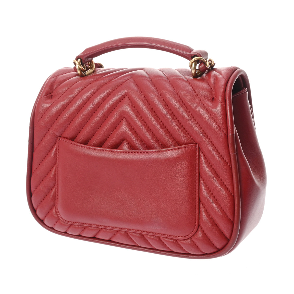 シャネル シェブロン Vステッチ チェーンショルダー 2WAY レッド