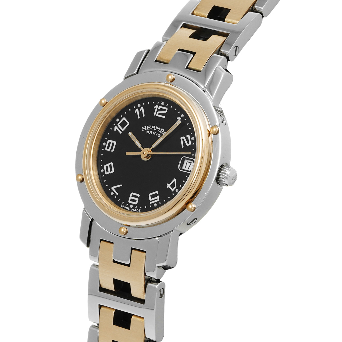 エルメス クリッパー CL4.220 ブラック レディース 時計 【中古