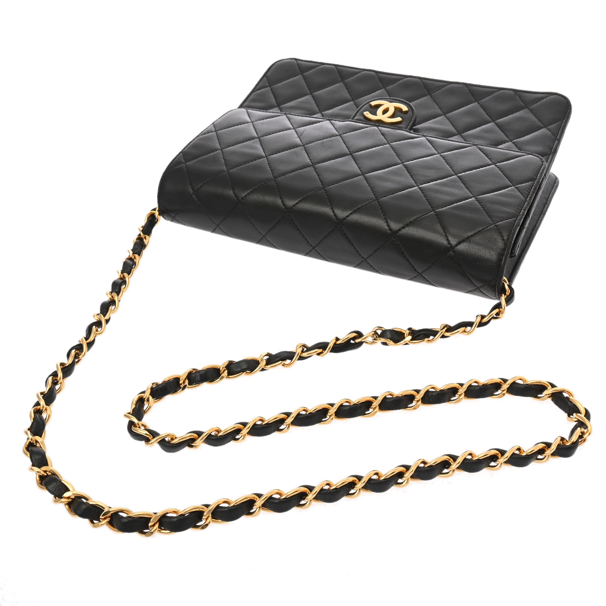 シャネル マトラッセ プッシュロック チェーンショルダー ブラック