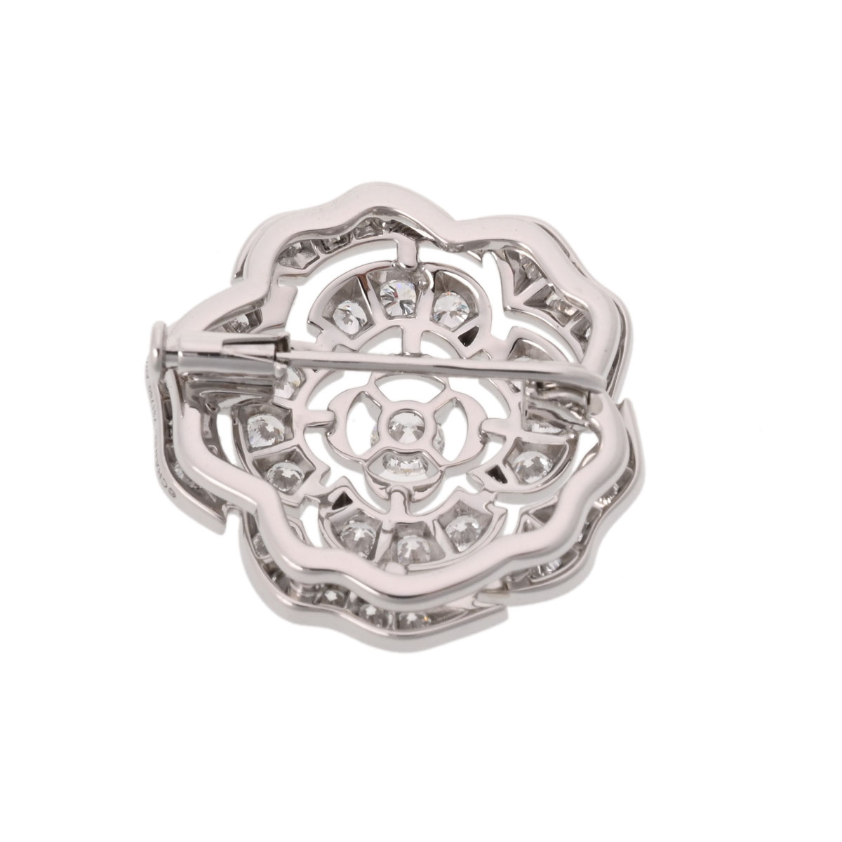 シャネル カメリア ブローチ ダイヤ1.99ct シルバー J11189 K18