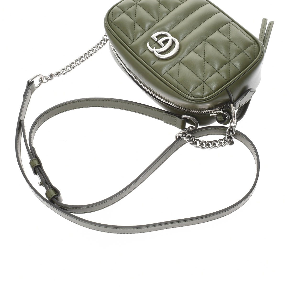 グッチ GGマーモント ミニショルダーバッグ グリーン/シルバー金具