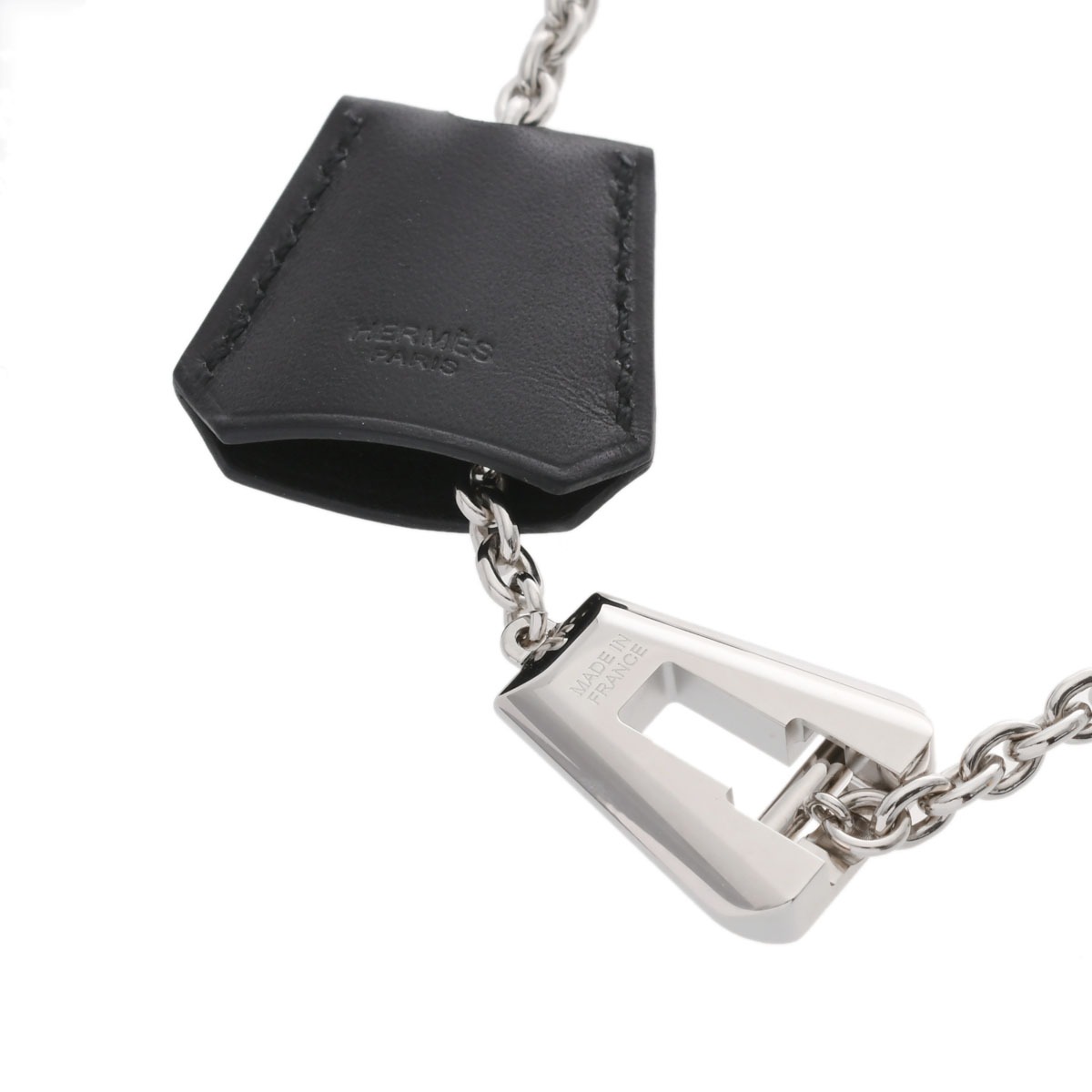 エルメス クロシェット ブラック/シルバー金具 メタル/ボックスカーフ