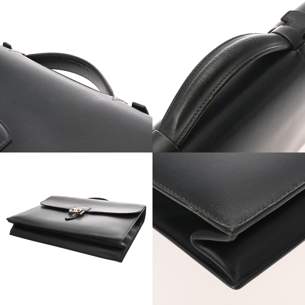 エルメス サックアデペッシュ 34 ブルーインディゴ ボックスカーフ