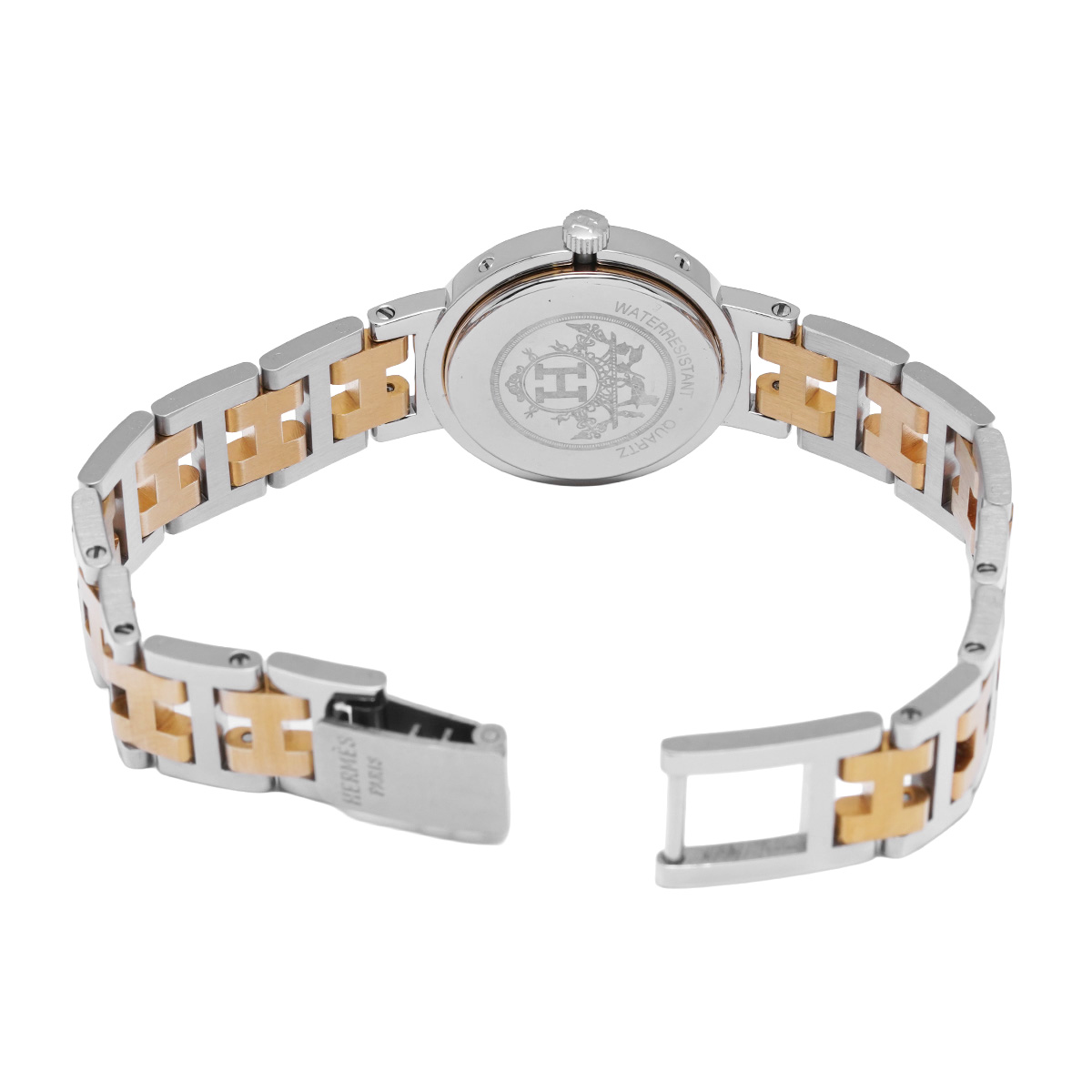 専用255HERMES 時計 クリッパー レディース ゴールド デイト ホワイト