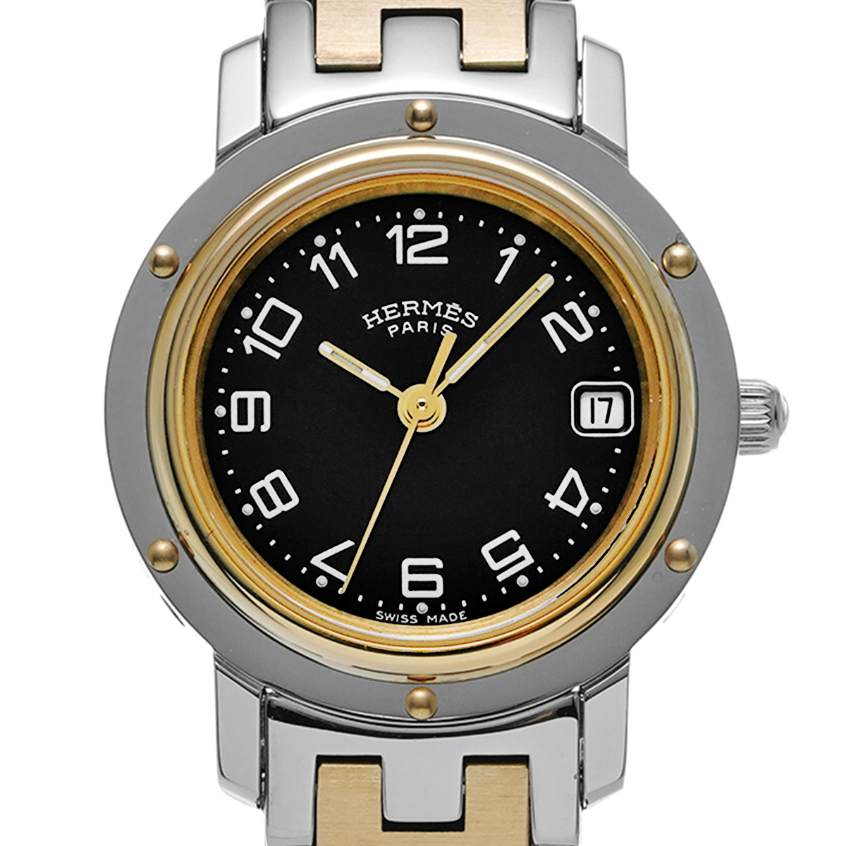 エルメス クリッパー CL4.220 ブラック レディース 時計 【中古