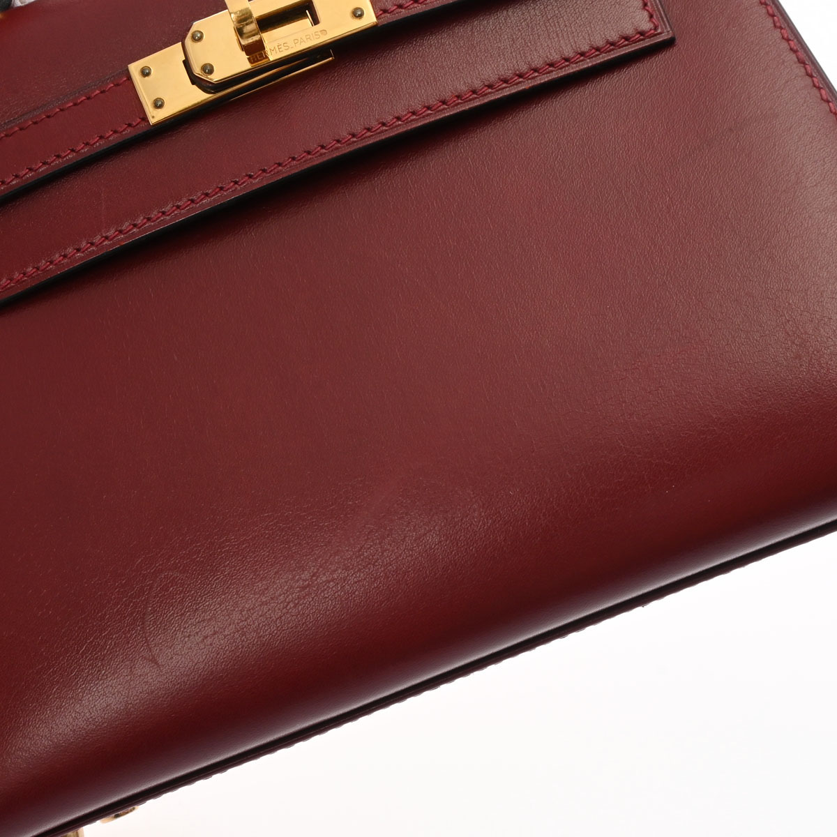 エルメス ミニケリー20 ルージュアッシュ ボックスカーフ レディース