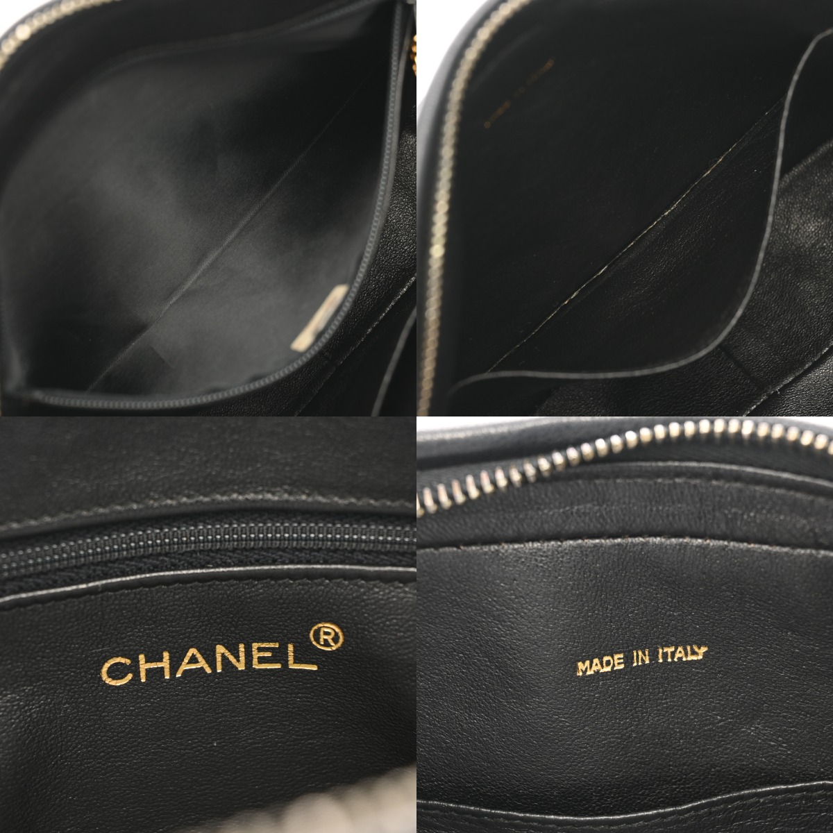 シャネル フリンジチェーンショルダー シェブロン ブラック ラムスキン