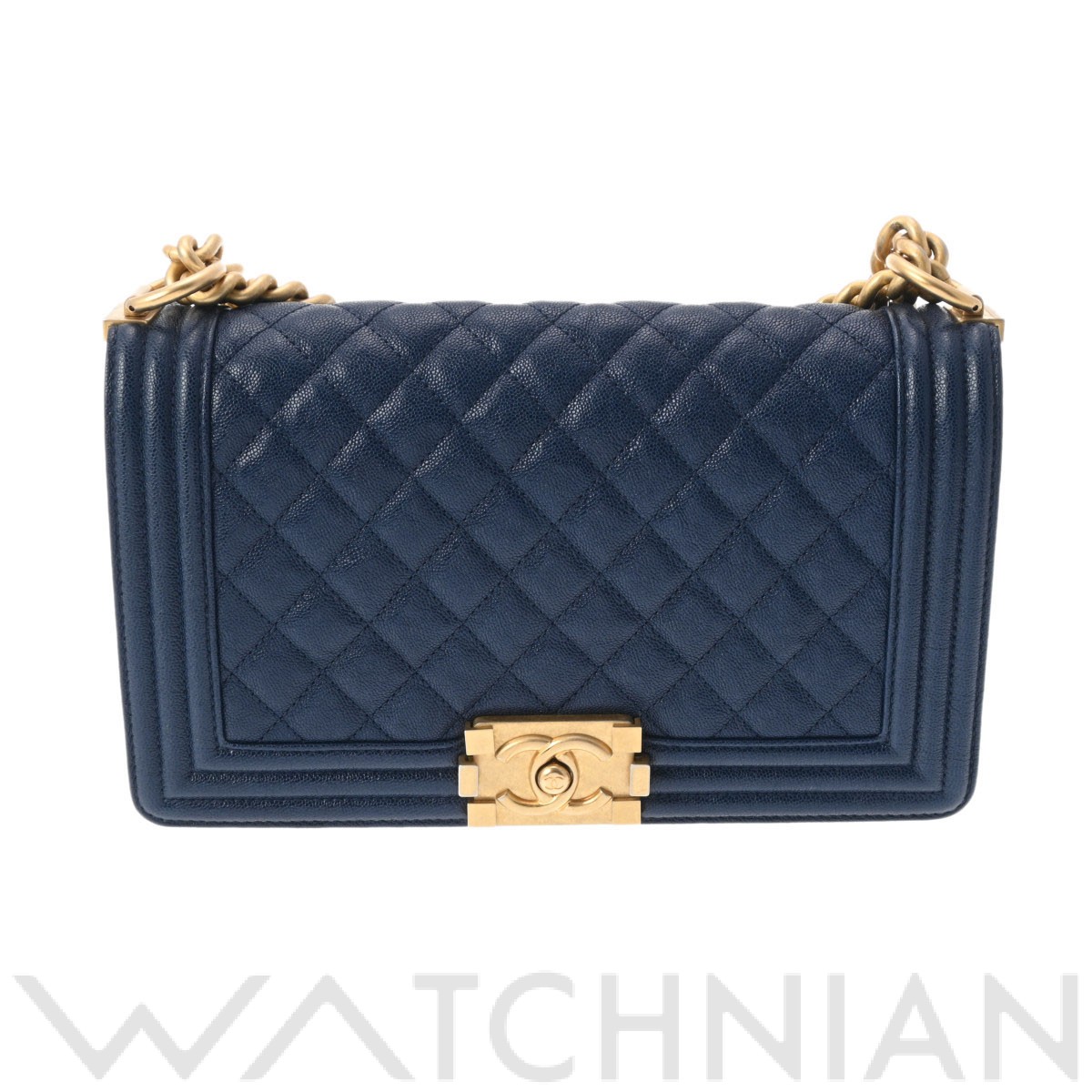 シャネル / CHANEL ボーイシャネル チェーンショルダー 25cm ネイビー