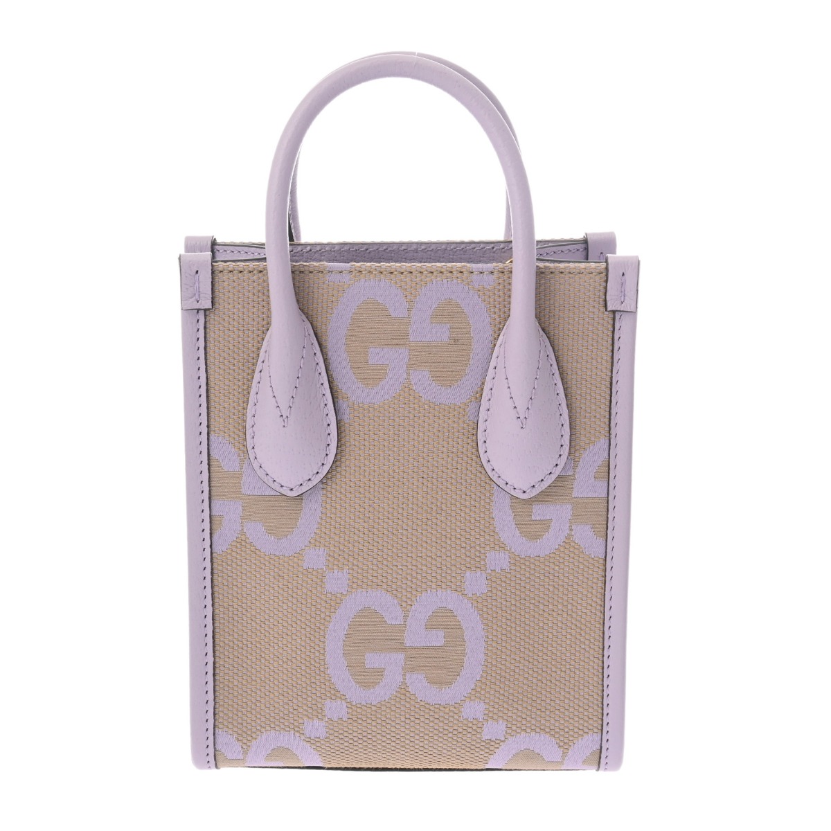 グッチ ミニトート ジャンボGG 2WAY ベージュ/パープル/ゴールド金具