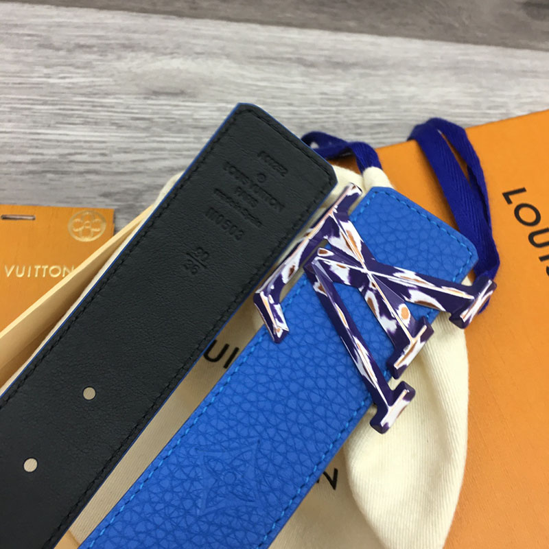 ルイヴィトン ベルト・LV イニシャル 40MM リバーシブル ブルー