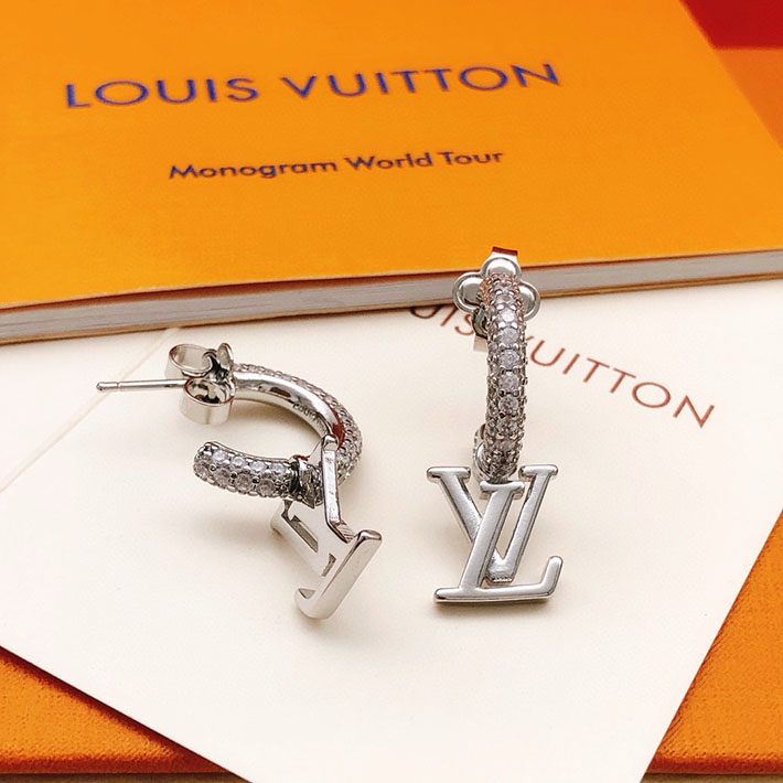 Louis Vuitton ルイヴィトン ピアス フープ・LV アイコニック シルバー