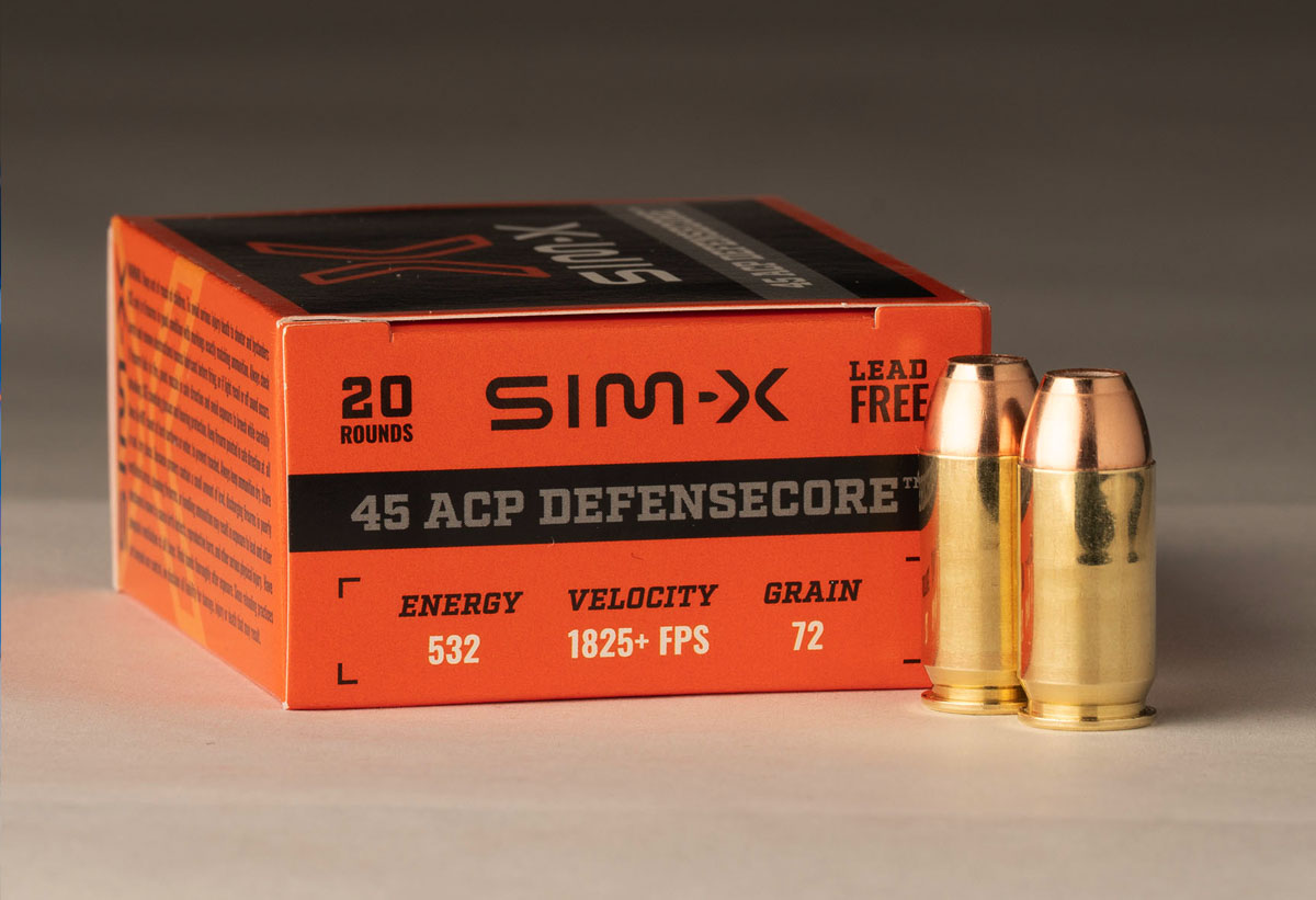 SIM-X 45 ACP DefenseCore Ammunition 78 Grain Lead Free