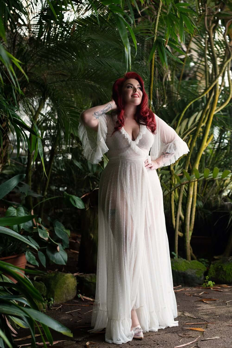 Ophelia Dress in Ivory Mesh Dot