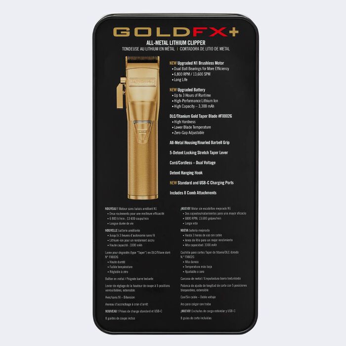 BabylissPRO GoldFX+ All-Metal Lithium Clipper #FX870NG — WB Barber