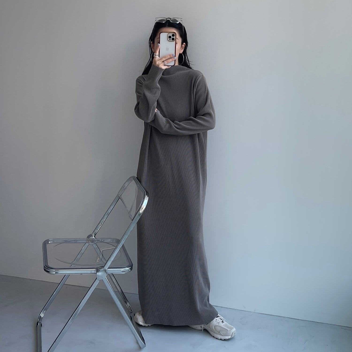 daily daily super stretch pleats one piece / ash gray [FREE or