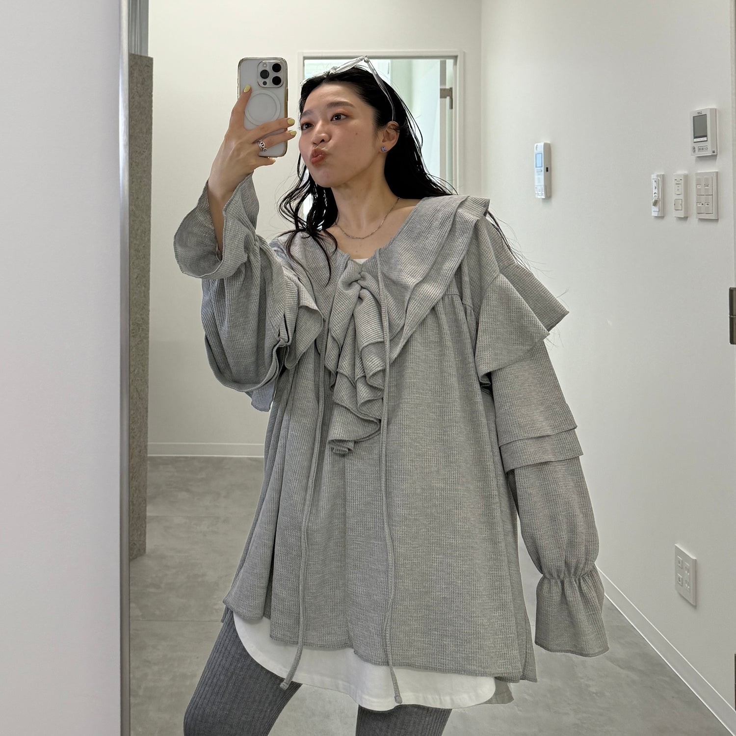 WAFFRILL TOPS / gray [ 袖タック有 or 無 ] | wee9s | ウィークス