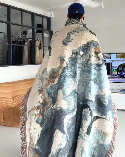 Navy Flow Throw Blanket | iMPeRF