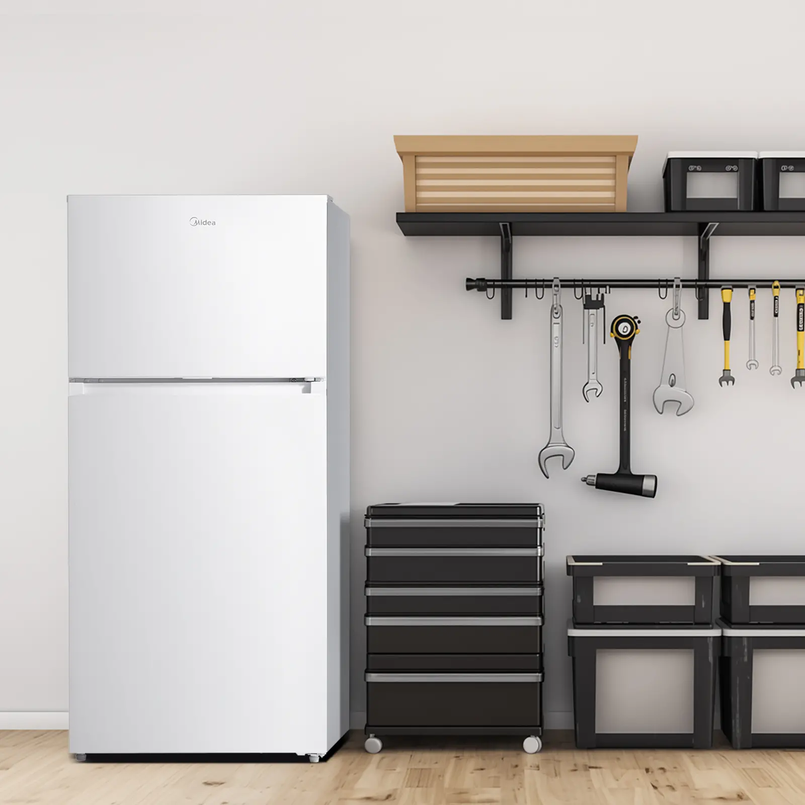 Midea 14.2 cu. Ft. Garage Ready Top-Freezer Refrigerator (White