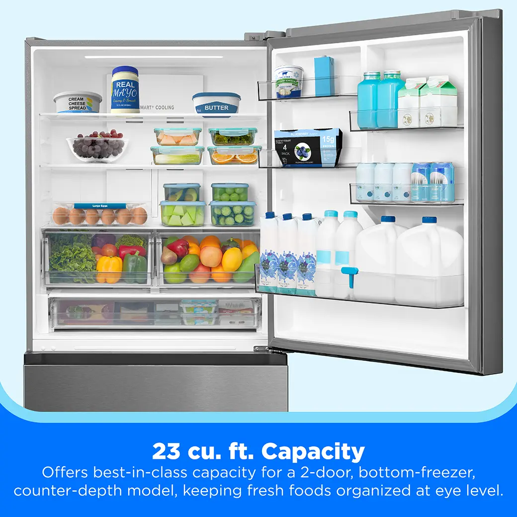 Midea 23 cu. ft. Counter-Depth Bottom-Freezer Refrigerator