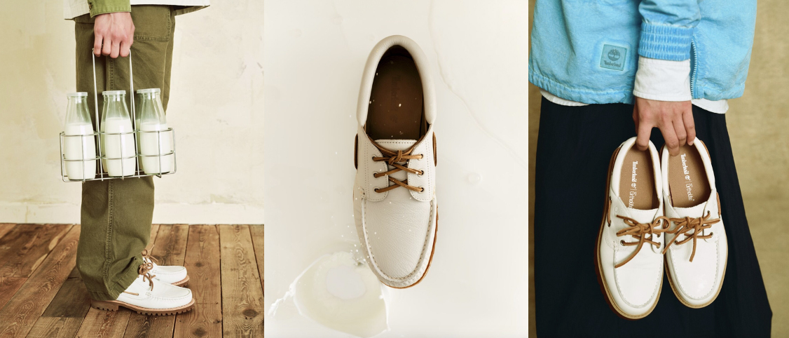 ティンバーランドの象徴的モカシンシューズ。ホワイトレザーを纏った