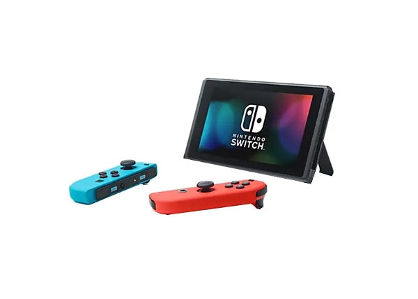 Nintendo Switch Console with Neon Blue and Neon Red JoyCon