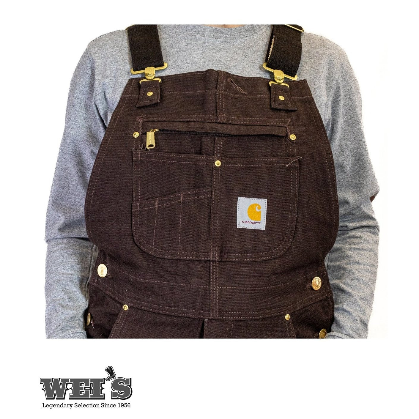 Carhartt Work Men's Bib Overalls Unlined Duck Dark Brown – Wei's