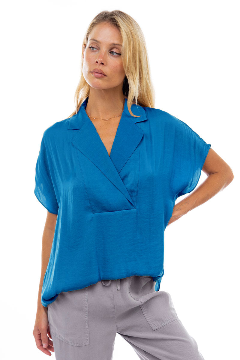 Short Sleeve Convertible Collar Blouse – Naked Zebra Wholesale