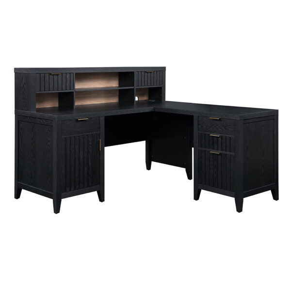 Rivington 60in Raven Black L-Desk | Whalen Furniture