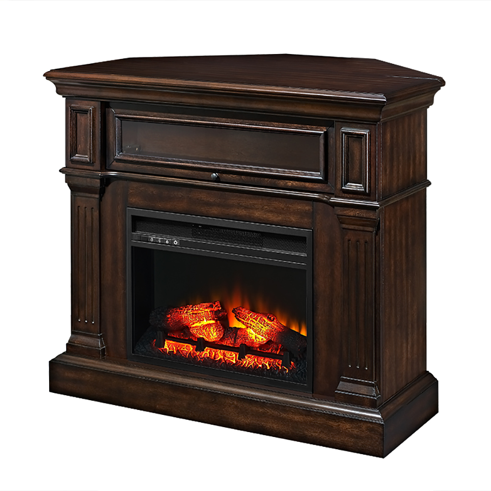 Leland 42in Dark Brown Fireplace | Whalen Furniture
