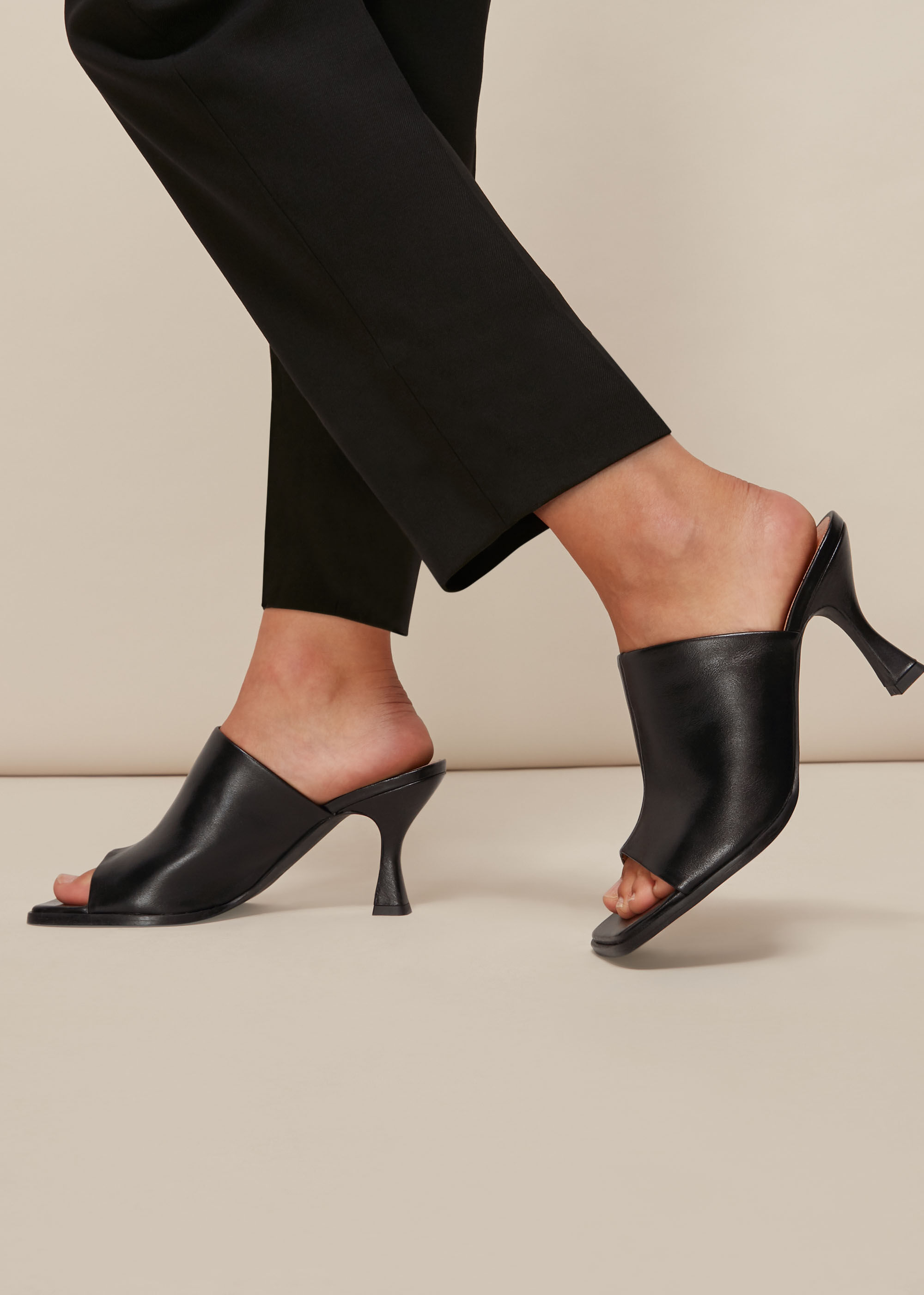 Black Aerin Square Toe Mule | WHISTLES | Whistles US |