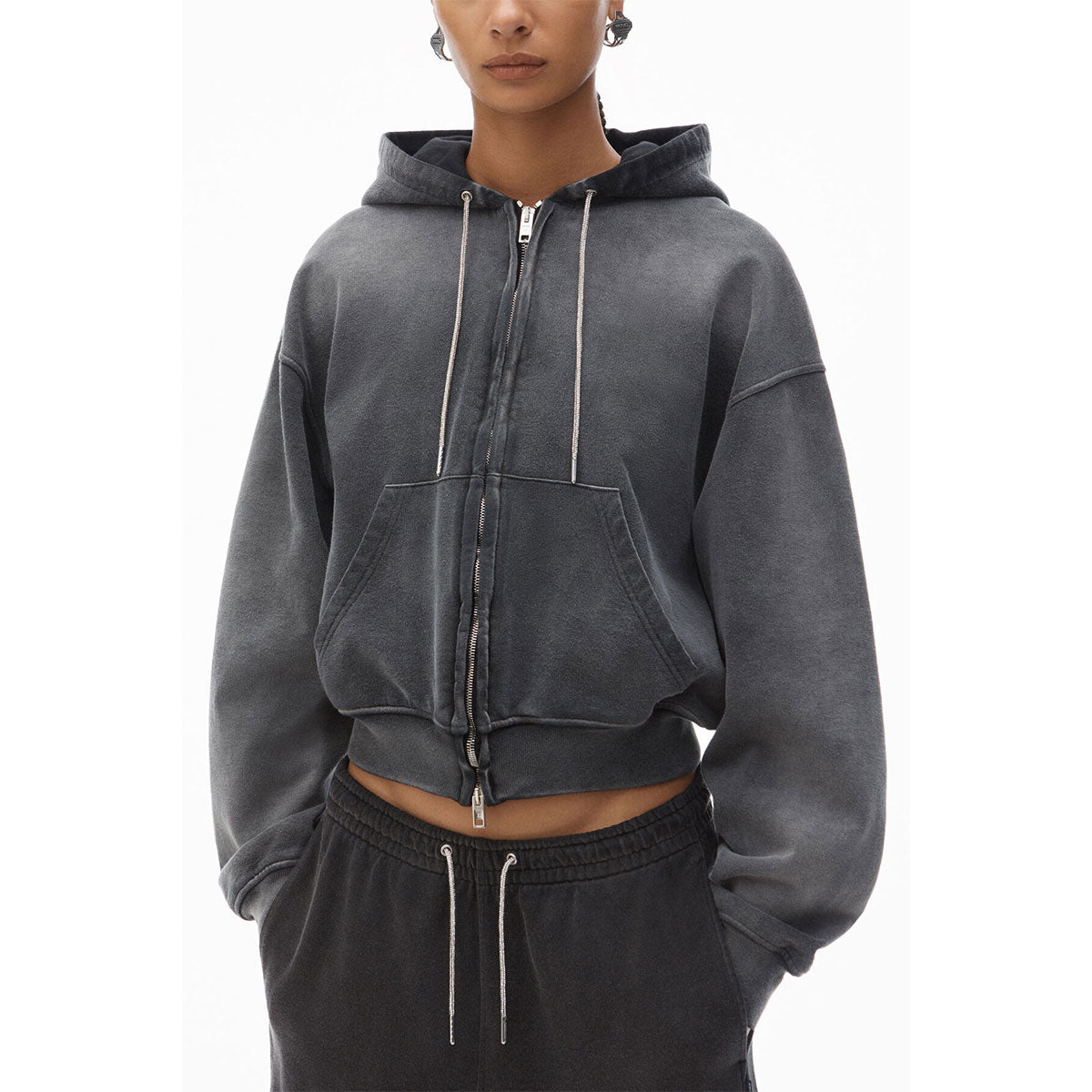 クリスタル ホットフィックス ドローコード クロップド ジップアップ