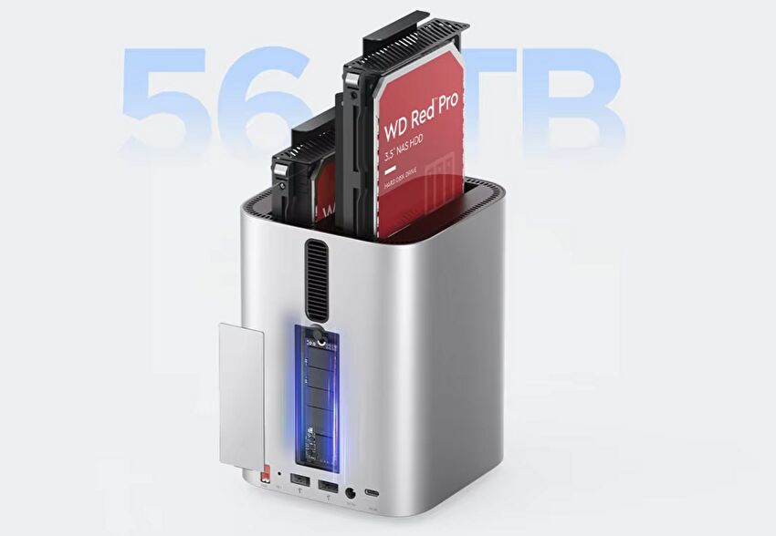 ORICO Mini Tower、M4 Mac miniと同フットプリント、 HDD 2台とM.2 SSD