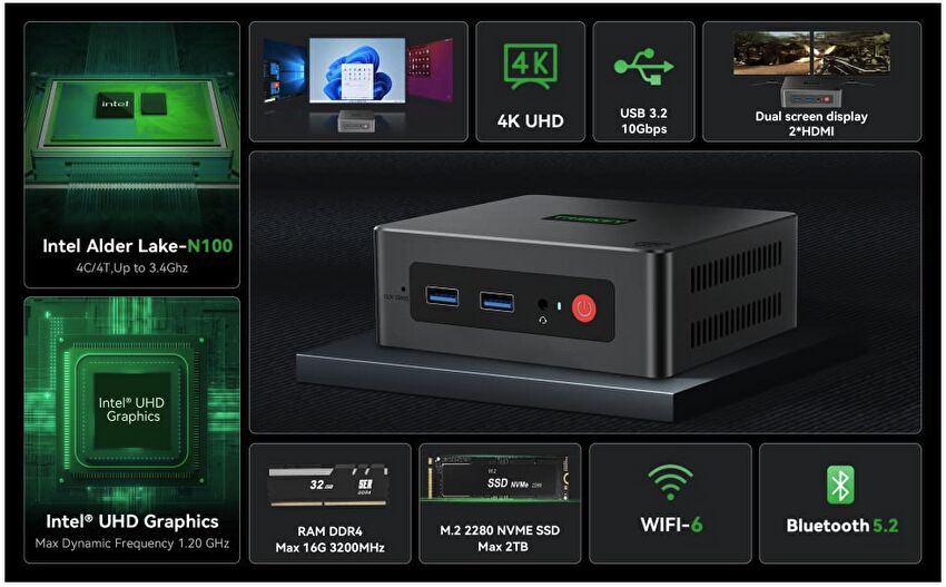 TRIGKEY G4 ミニPC、Alder Lake-N N100 / メモリ 16GB / PCIe SSD