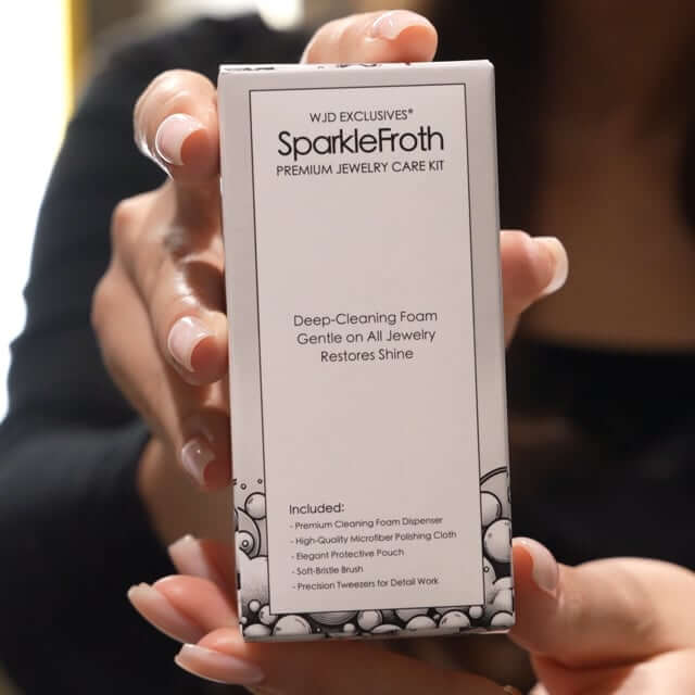 SparkleFroth Jewelry Cleaning Kit for Gold & Silver Brush Tweezers