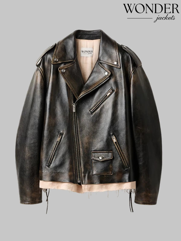 Unisex Miu Miu Leather Jacket | Biker Leather Jacket