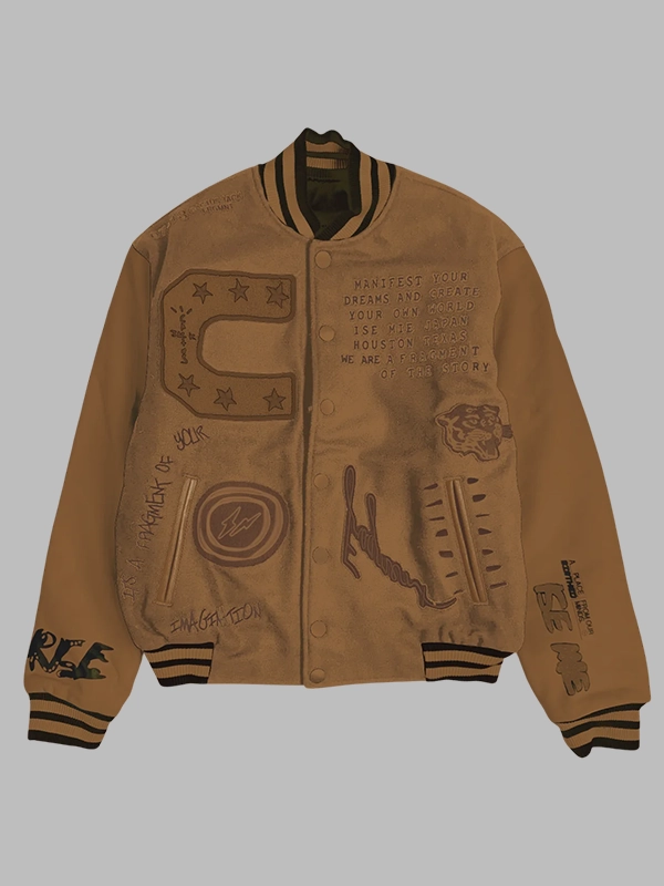 Travis Scott CJ X Fragment Manifest Varsity Jacket Redbux