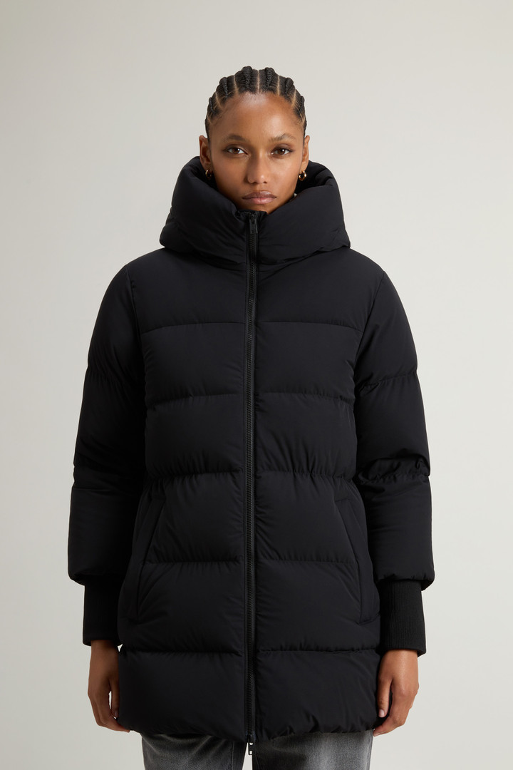 Women's Cloud Down Jacket in Stretch Nylon with Matte Finish black