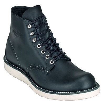 Red Wing Boots: Round Toe Black Chrome Classic Work Boot 8165